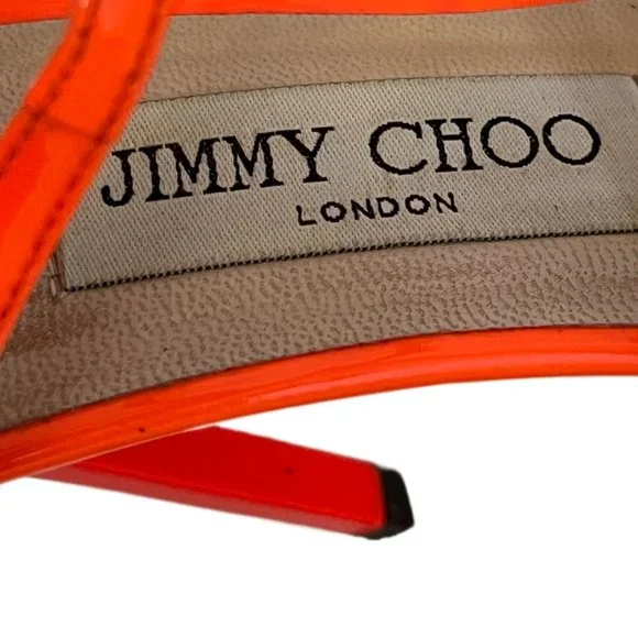 Jimmy Choo Orange Strapy 4" Heeled Sandals Size 36 (US Size 6) - Picture 8 of 11